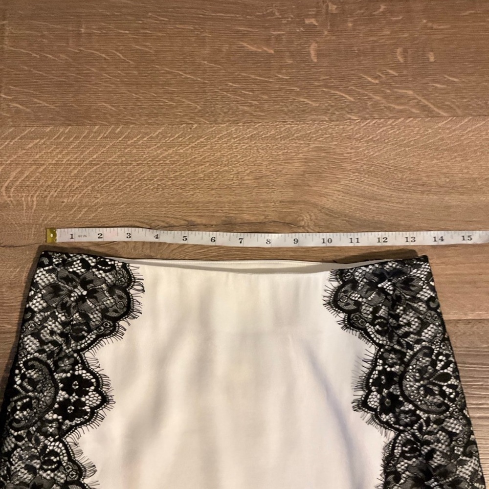 Maeve Anthropologie white black lace trim pencil skirt with side slits, 2 - Picture 4 of 9